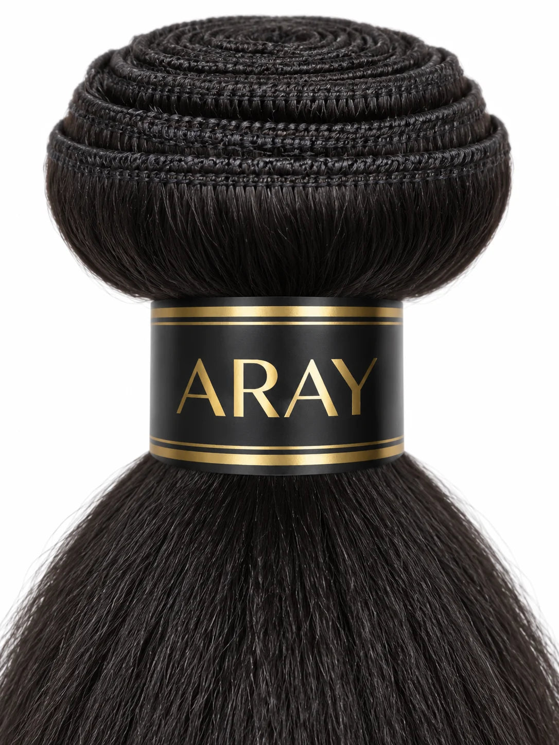 Back view of yaki straight human hair wig with natural volume and full texture
