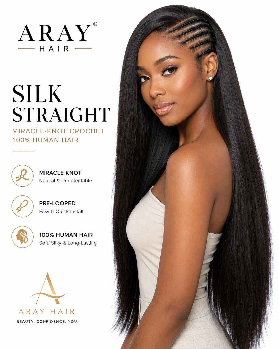 Side view of straight lace wig showing natural hairline with soft texture and natural finish