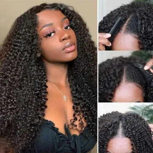 Back view of water wave human hair wig with natural volume with soft texture and natural finish