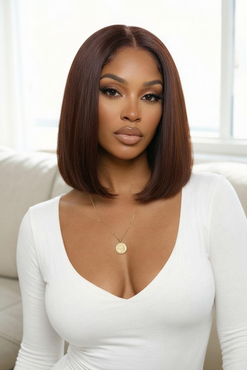 ARAY Hair Chocolate Brown 2x6 Closure Straight Bob Wig – Warm Brown, Glueless