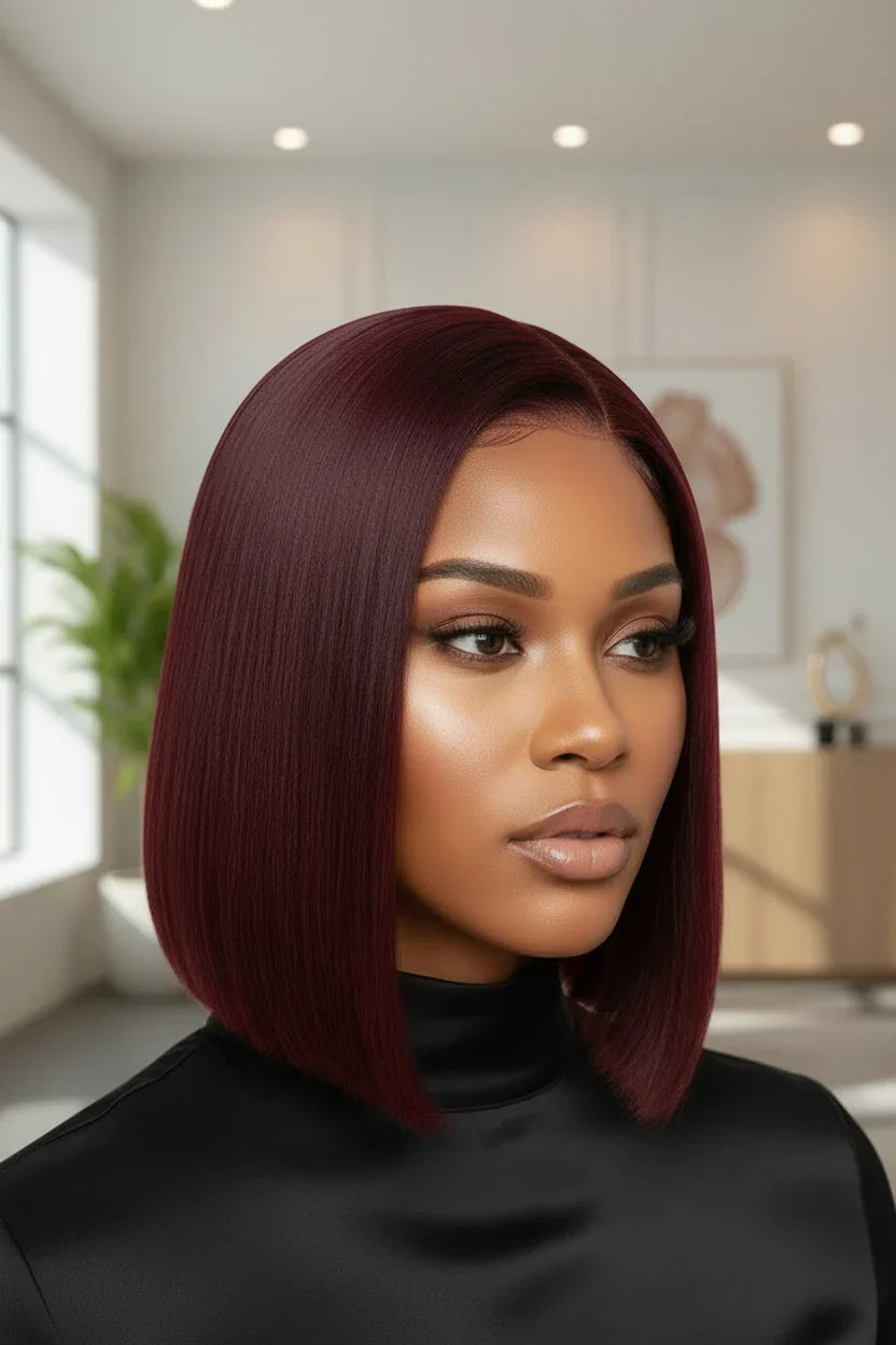 ARAY Hair 99J Burgundy Straight 2x6 HD Lace Closure Glueless Wig – Bold Color Bob