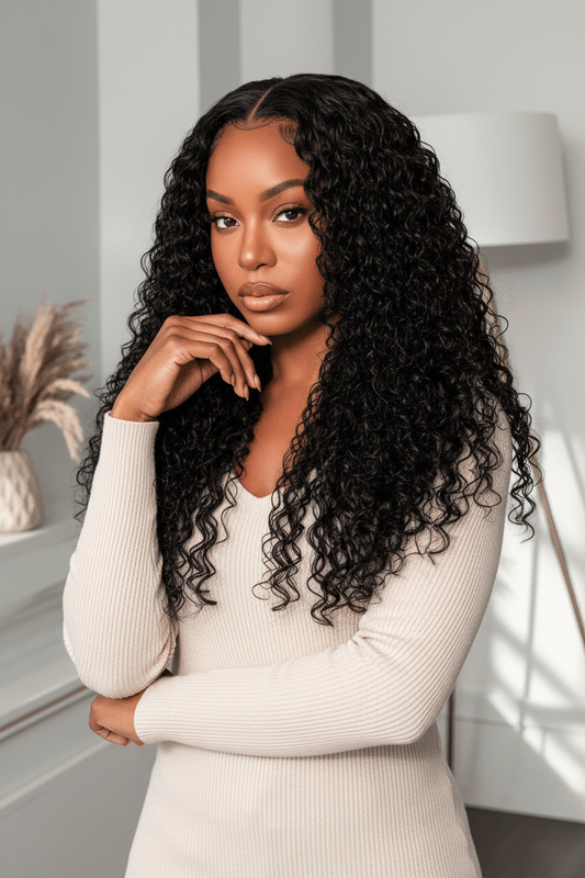 ARAY Water Wave and Curly Mixed 13x4 Lace Front Wig — dual texture human hair