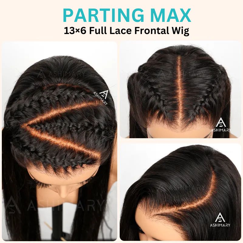 Product detail view of natural black deep wave human hair wig with soft texture and natural finish