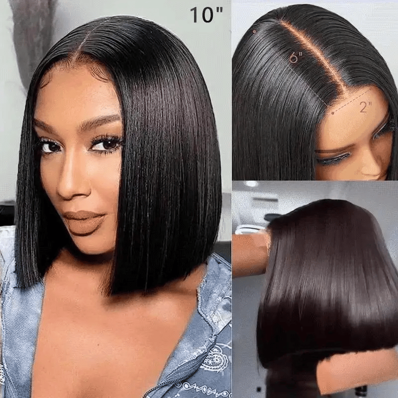 Detail view of lace front and natural hairline with soft texture and natural finish
