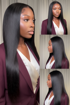Side view of yaki straight lace wig showing natural hairline with soft texture and natural finish