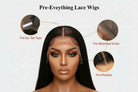 PreEverything Lace Wigs with detailed features on a white background
