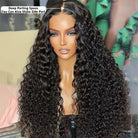 Mannequin head with a long, wavy black wig on a blurred background