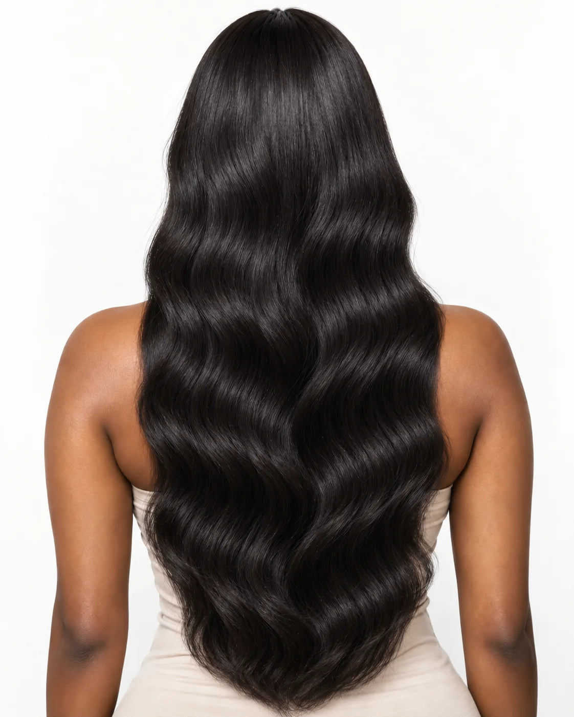 Detail view of realistic lace parting and natural hairline with soft texture and natural finish