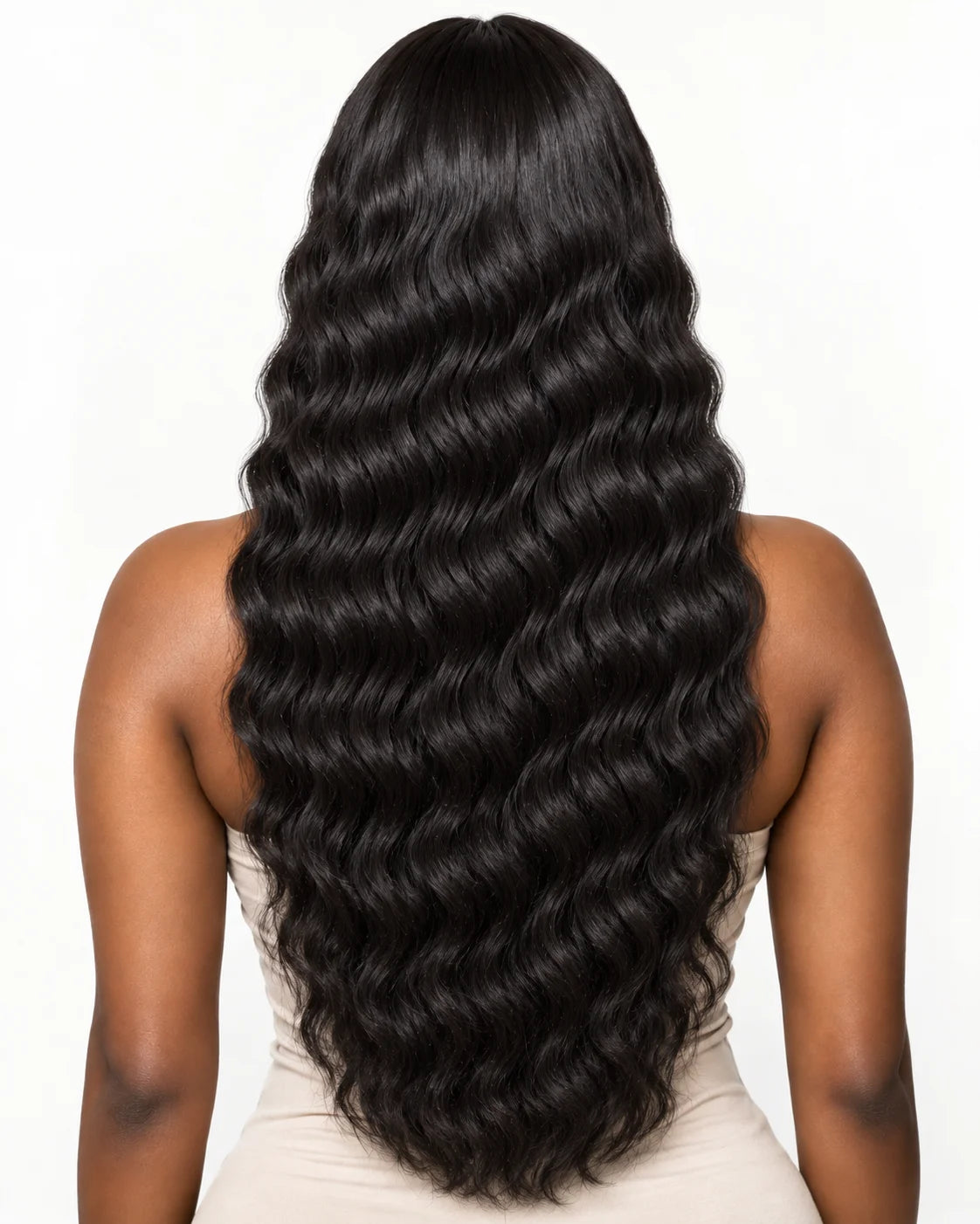 Detail view of lace front and natural hairline with soft texture and natural finish