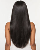 Side view of straight lace wig showing natural hairline with soft texture and natural finish