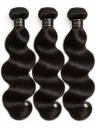 Front view of body wave human hair wig on model with soft texture and natural finish