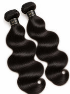 Lifestyle view of model wearing body wave human hair wig with soft texture and natural finish
