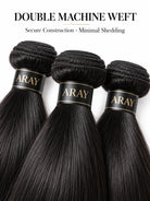 Back view of straight human hair wig with natural volume and full texture