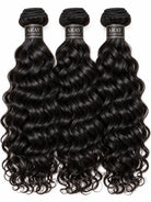 Front view of water wave human hair wig on model with soft texture and natural finish