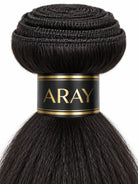 Back view of yaki straight human hair wig with natural volume and full texture