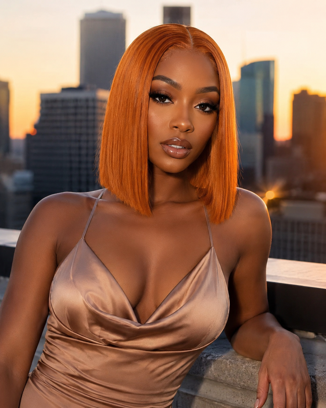 Side view of straight lace wig showing natural hairline with soft texture and natural finish