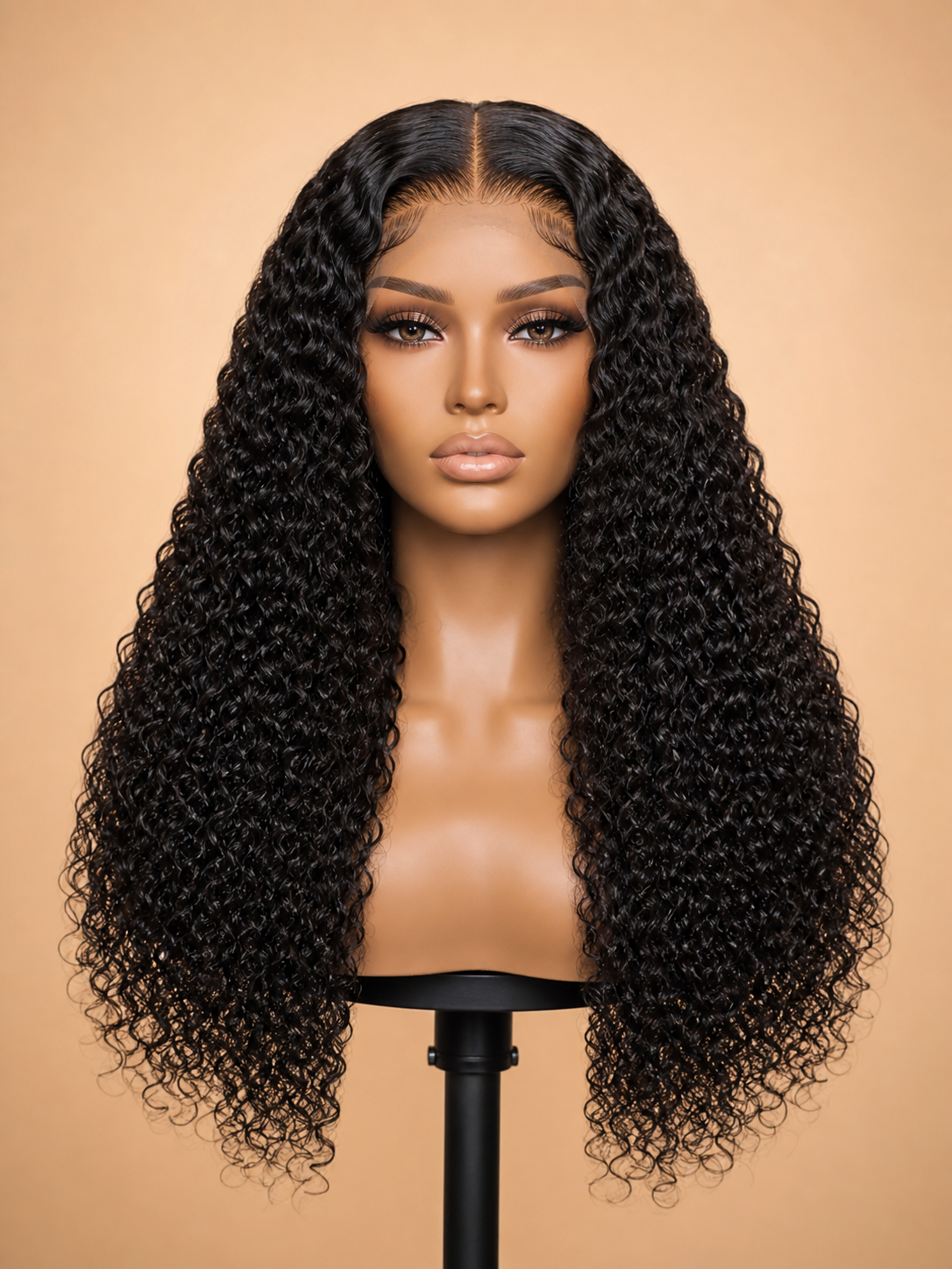 Product detail view of jerry curly human hair wig with soft texture and natural finish