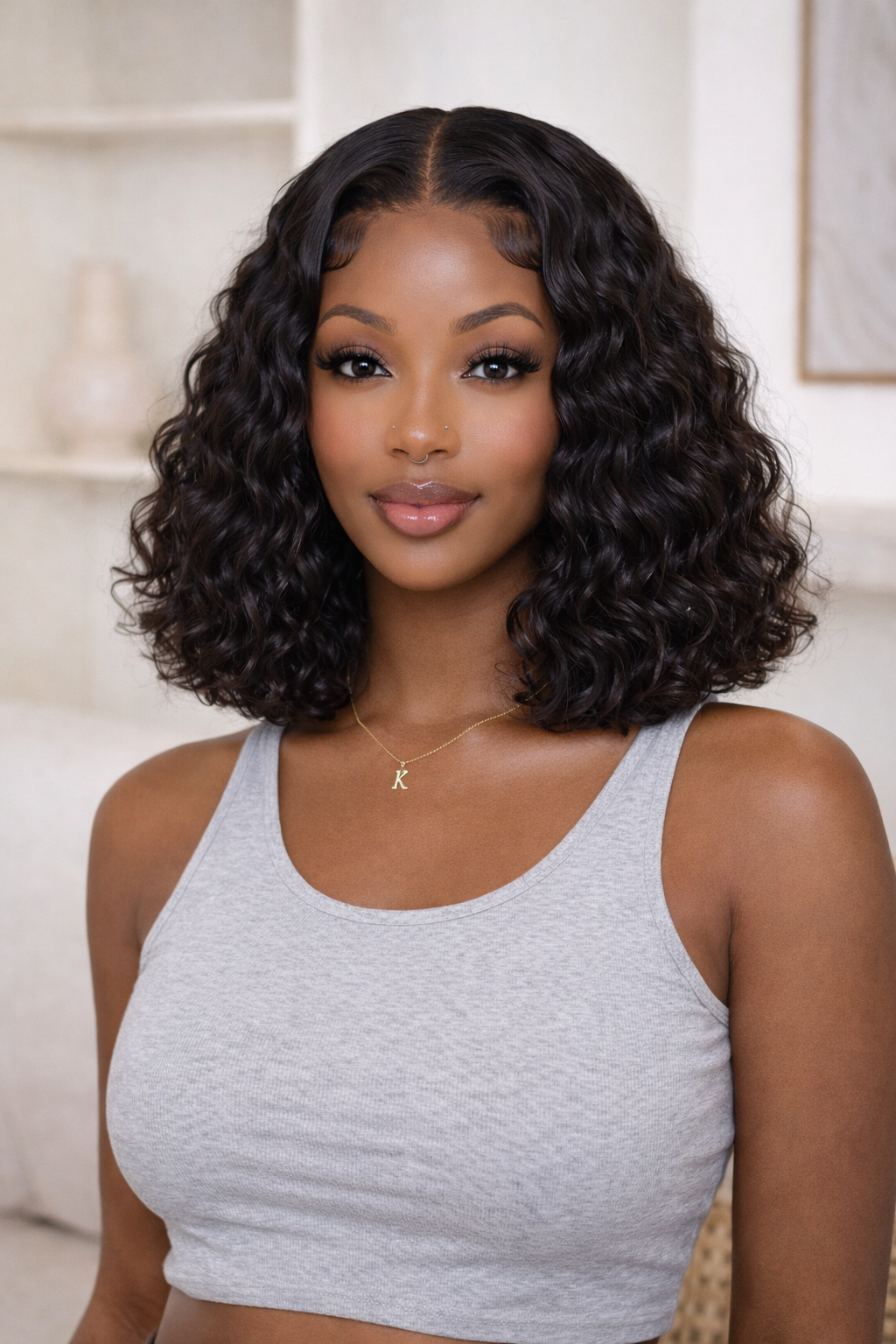 Close-up view of water wave hair texture with soft natural finish with soft texture and natural finish