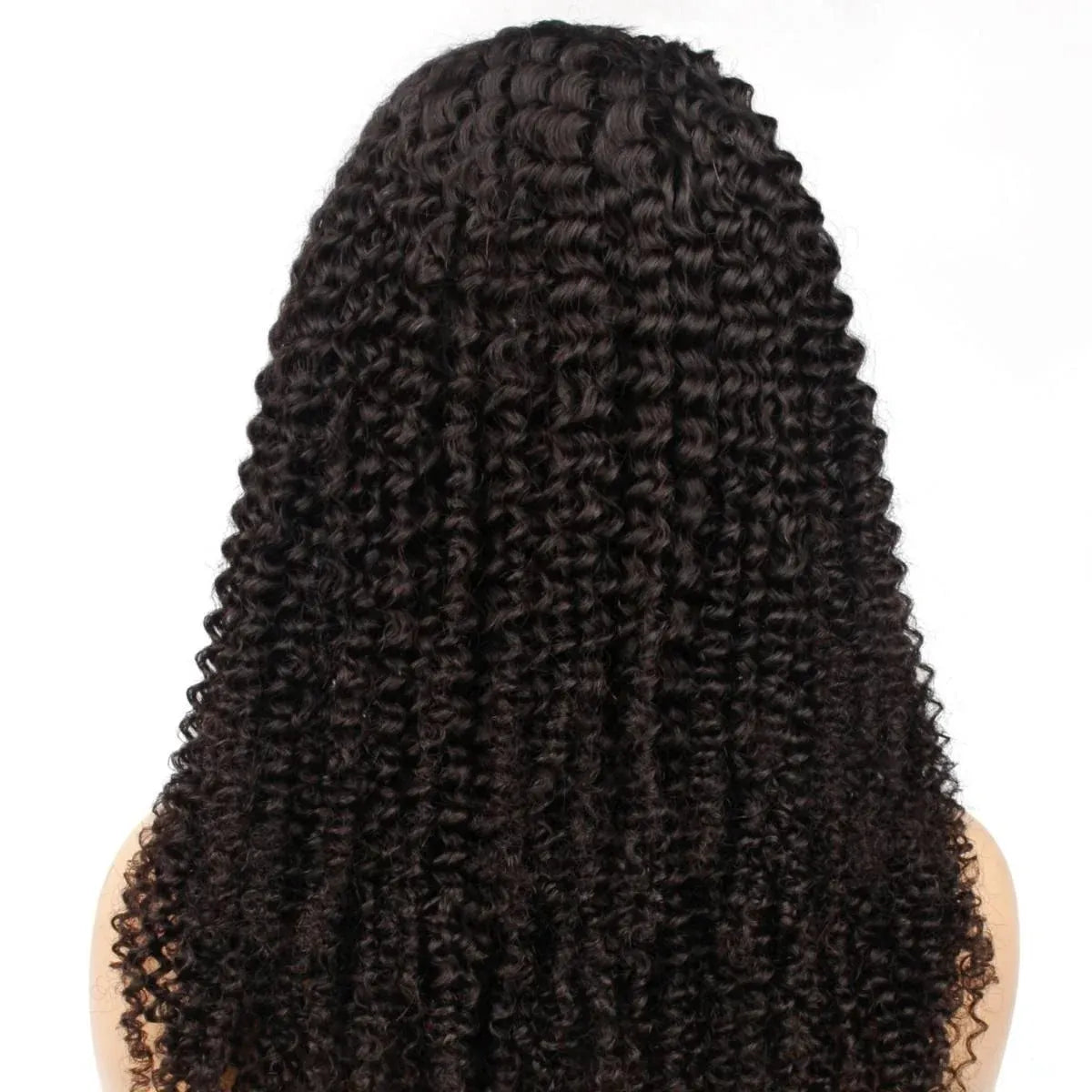 Detail view of lace front and natural hairline with soft texture and natural finish