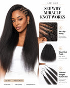 Front view of kinky straight human hair wig on model with soft texture and natural finish