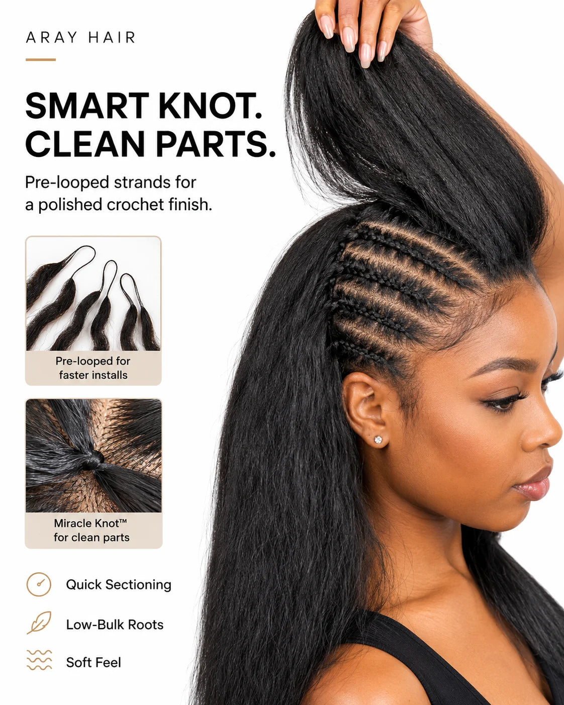 Back view of kinky straight human hair wig with natural volume and full texture