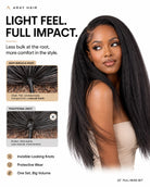 Detail view of realistic lace parting and natural hairline with soft texture and natural finish