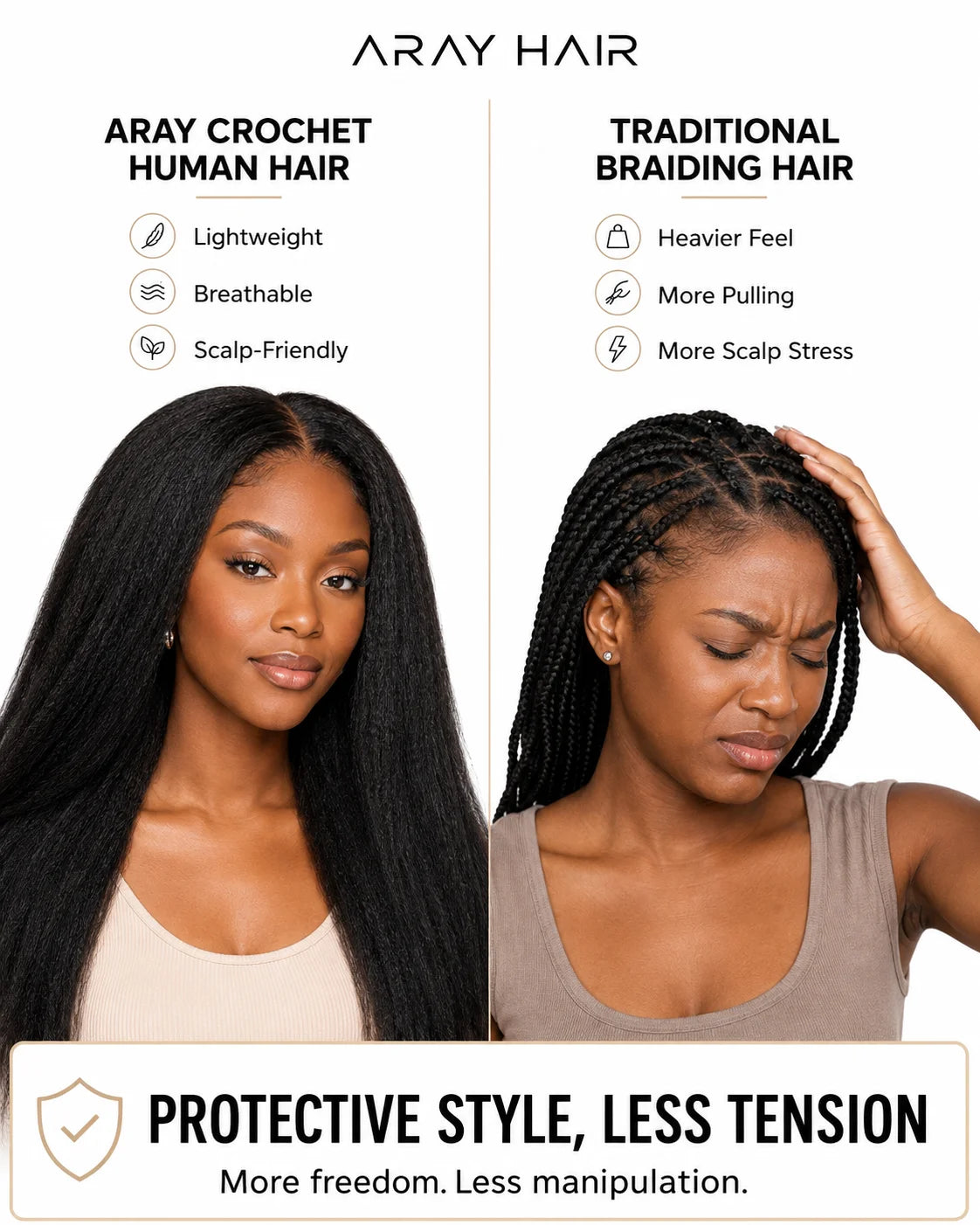 Detail view of realistic lace parting and natural hairline with soft texture and natural finish