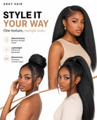 Close-up view of straight hair texture with soft natural finish and realistic movement