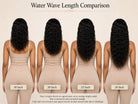 Product detail view of water wave human hair wig with soft texture and natural finish