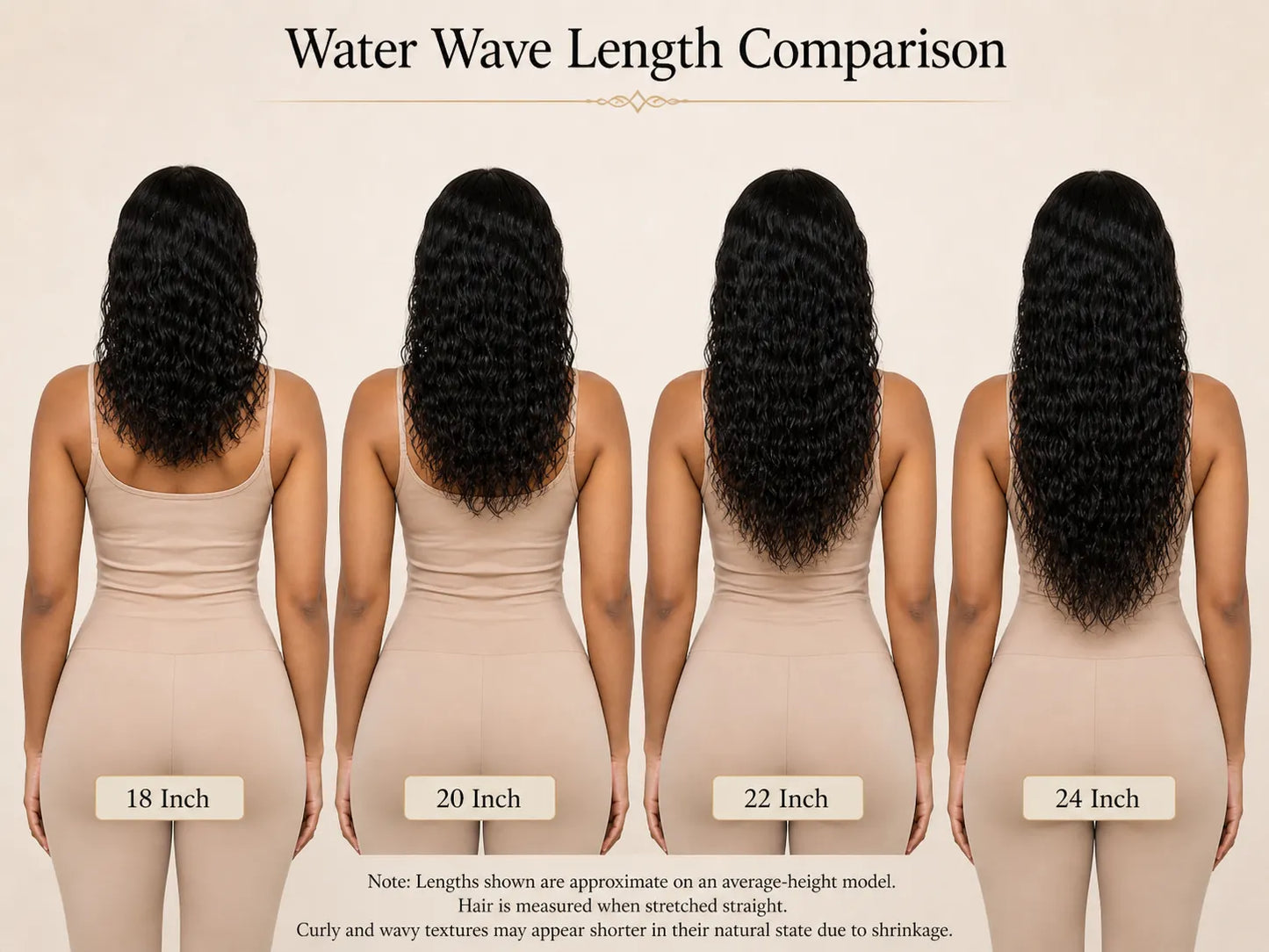 Product detail view of water wave human hair wig with soft texture and natural finish