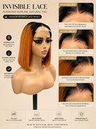Lifestyle view of model wearing straight human hair wig with soft texture and natural finish