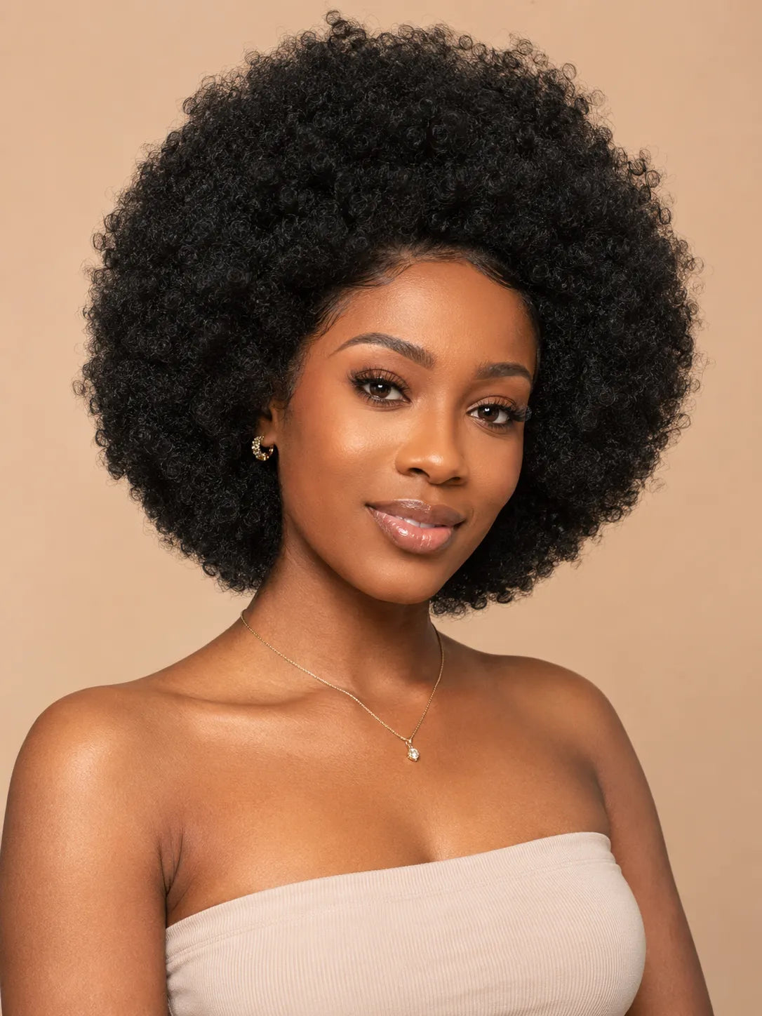 Detail view of glueless wig cap and lace construction with soft texture and natural finish