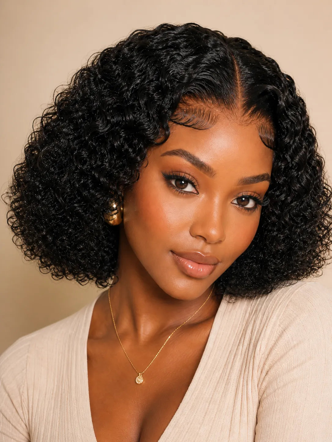 Detail view of lace front lace and natural hairline with soft texture and natural finish