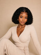 Detail view of lace front and natural hairline with soft texture and natural finish