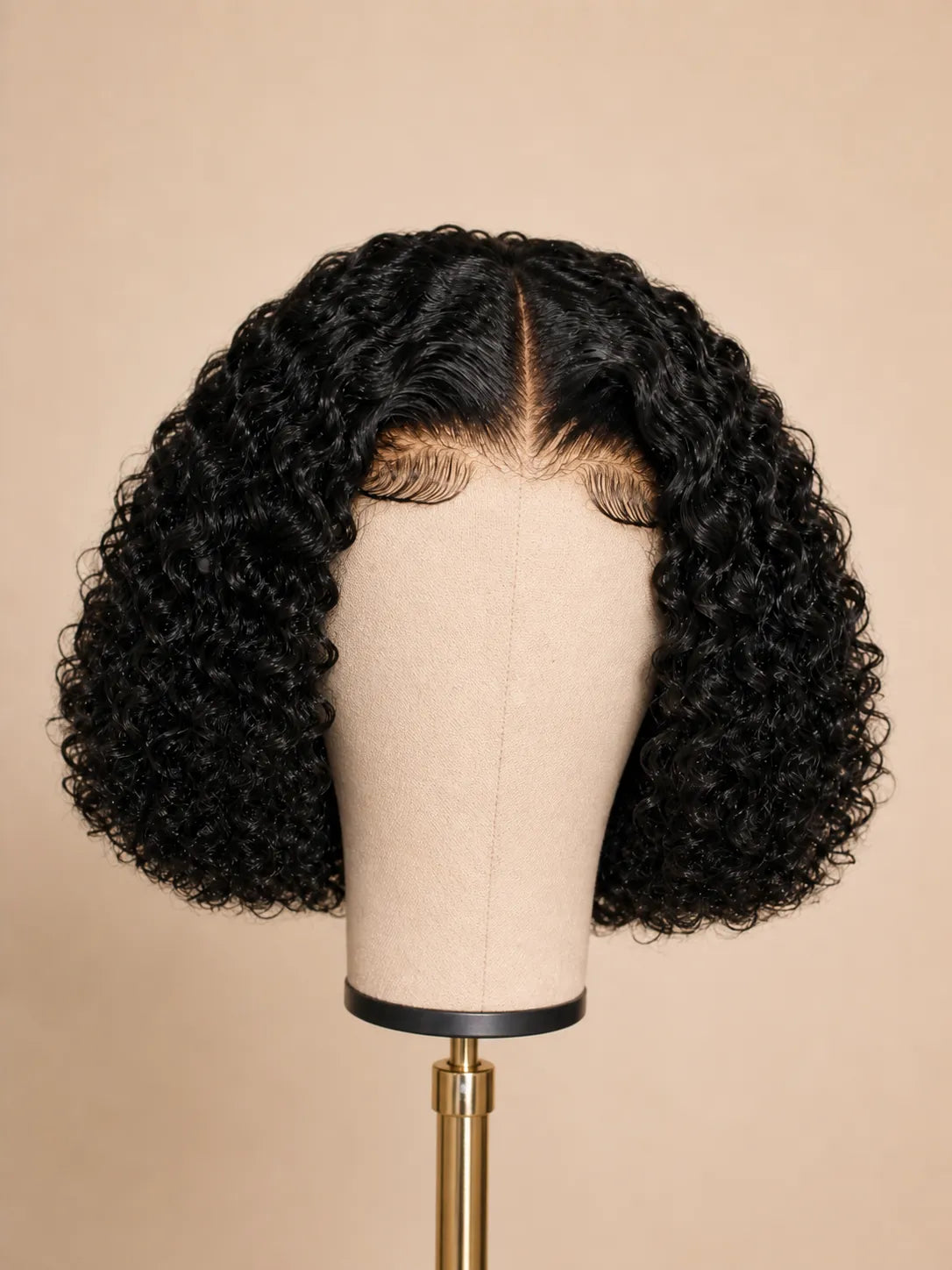 Product detail view of jerry curly human hair wig with soft texture and natural finish