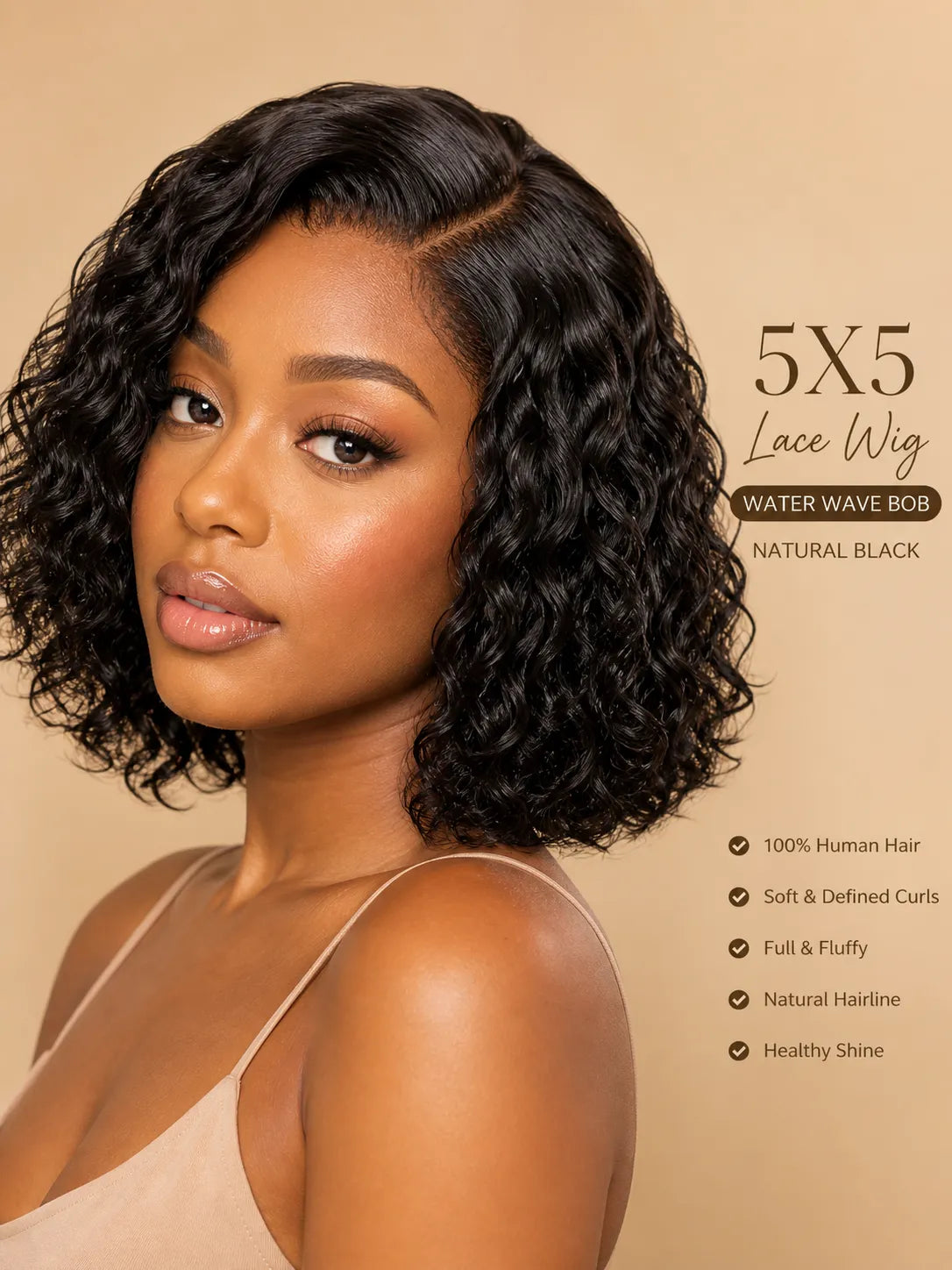 Close-up view of water wave hair texture with soft natural finish with soft texture and natural finish