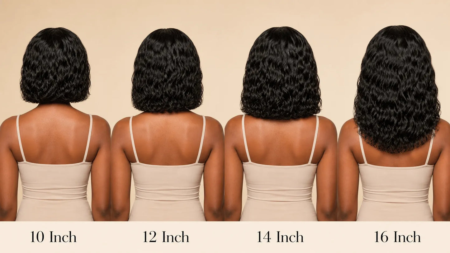 Close-up view of water wave human hair wig texture and lace detail with soft texture and natural finish