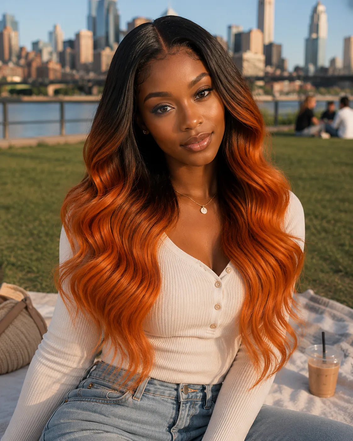 Back view of black body wave human hair wig with natural volume with soft texture and natural finish