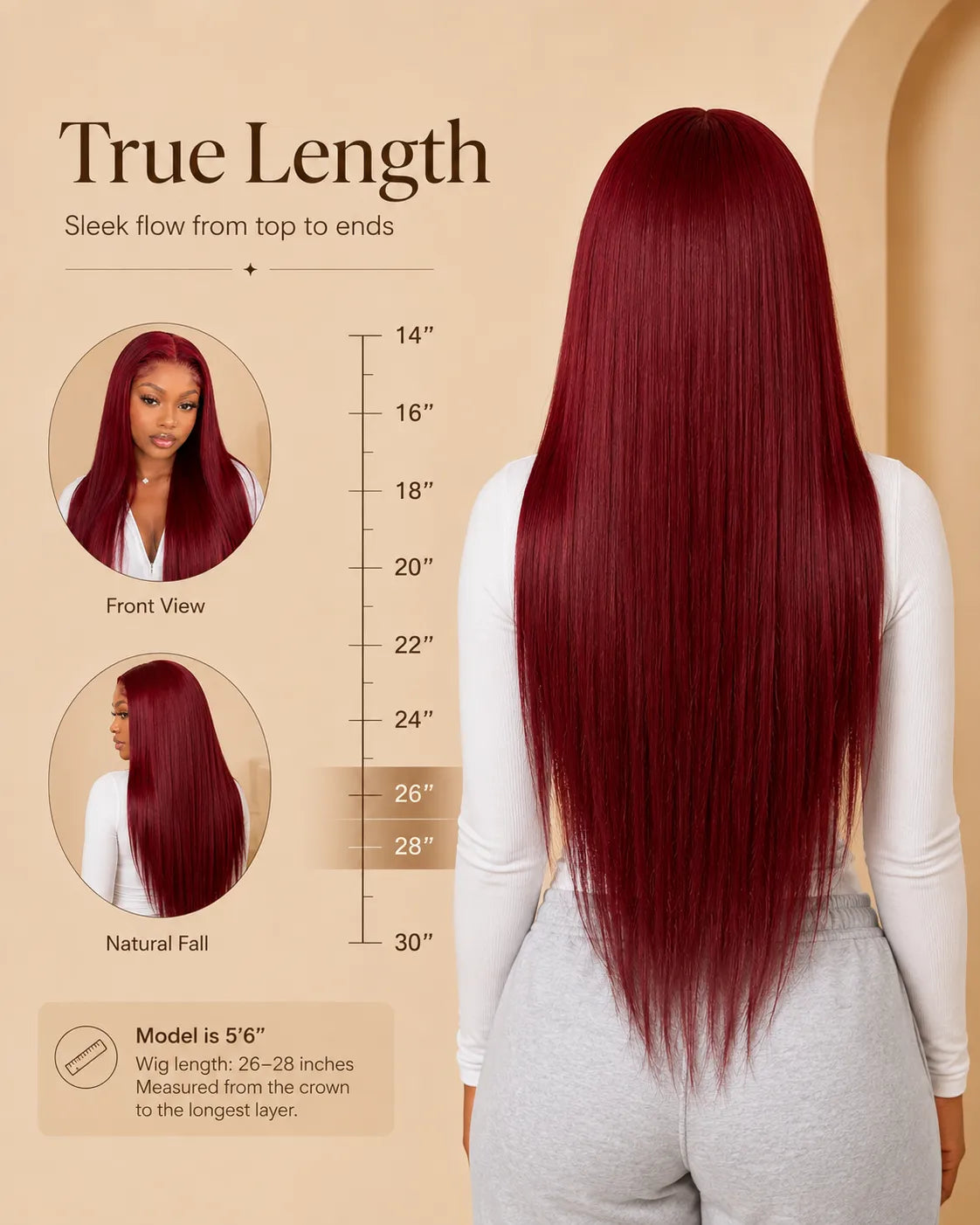 Detail view of glueless wig cap and lace construction with soft texture and natural finish