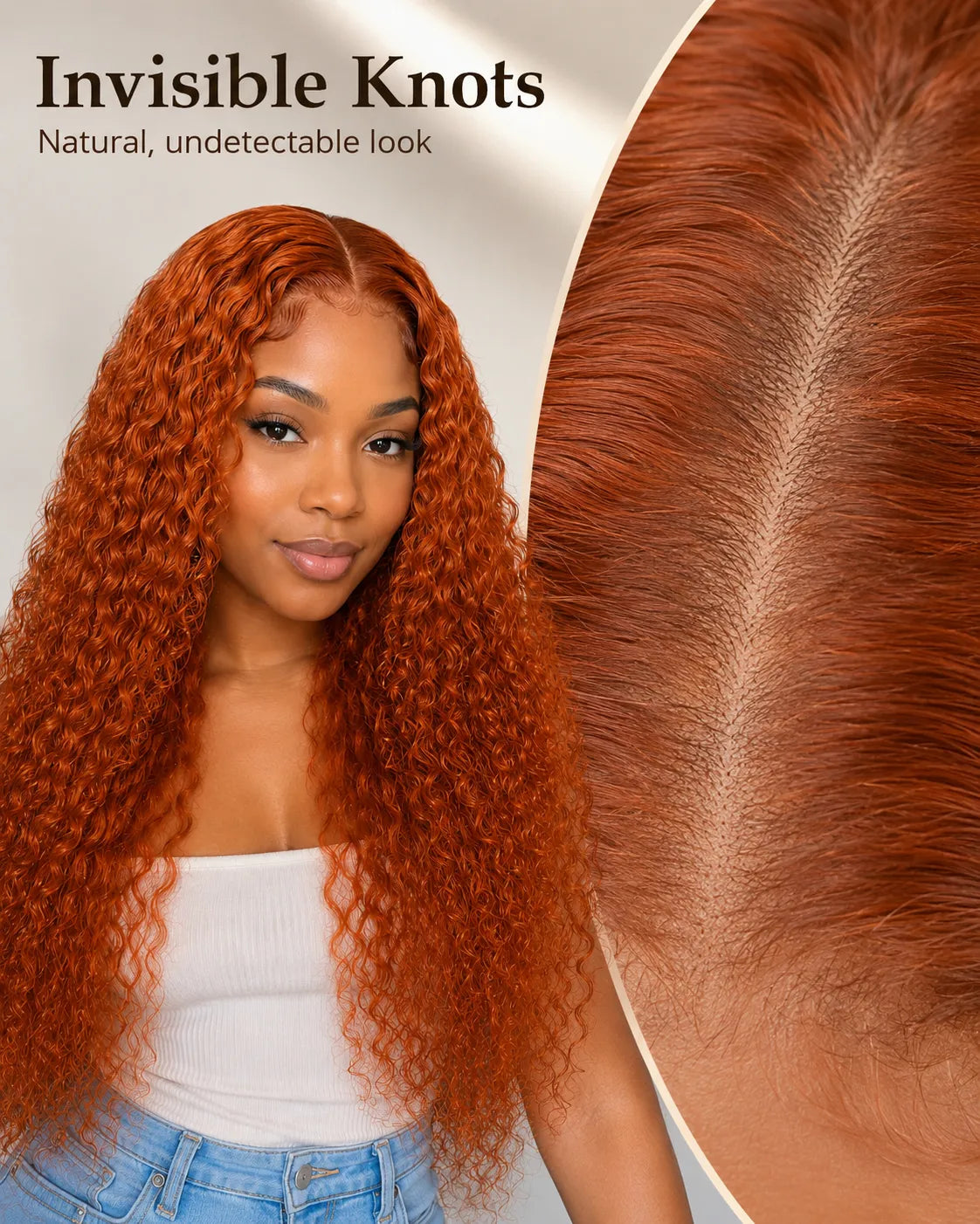 Back view of curly human hair wig with natural volume with soft texture and natural finish
