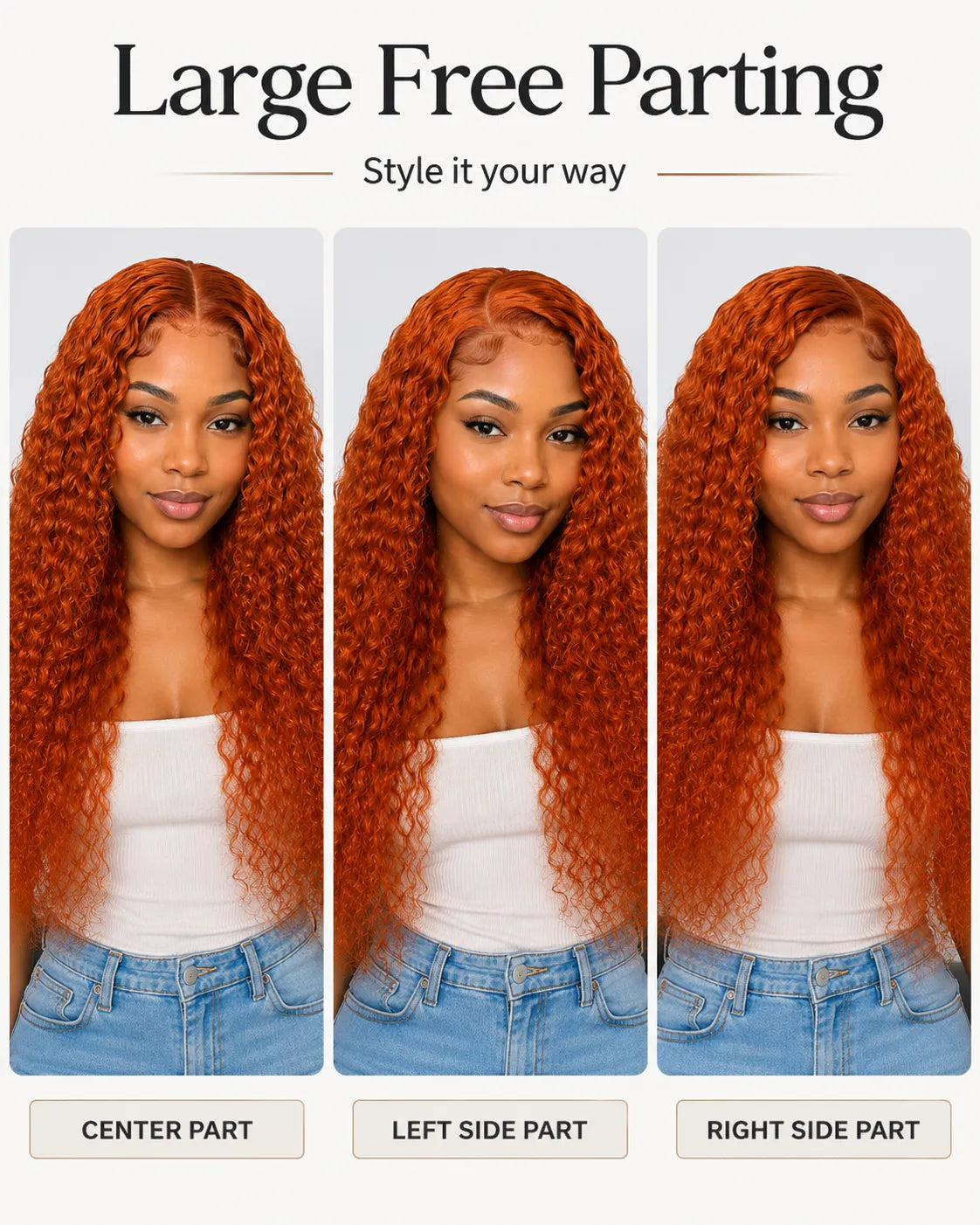 Lifestyle view of model wearing curly human hair wig with soft texture and natural finish