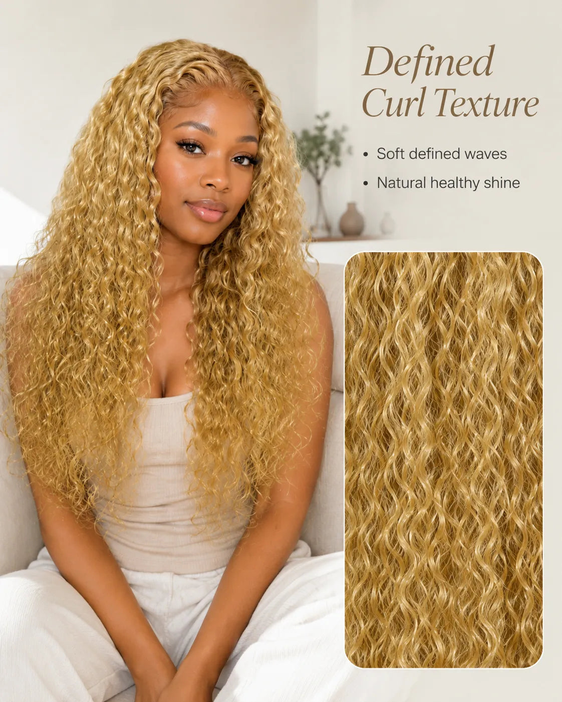 Detail view of lace front lace and natural hairline with soft texture and natural finish