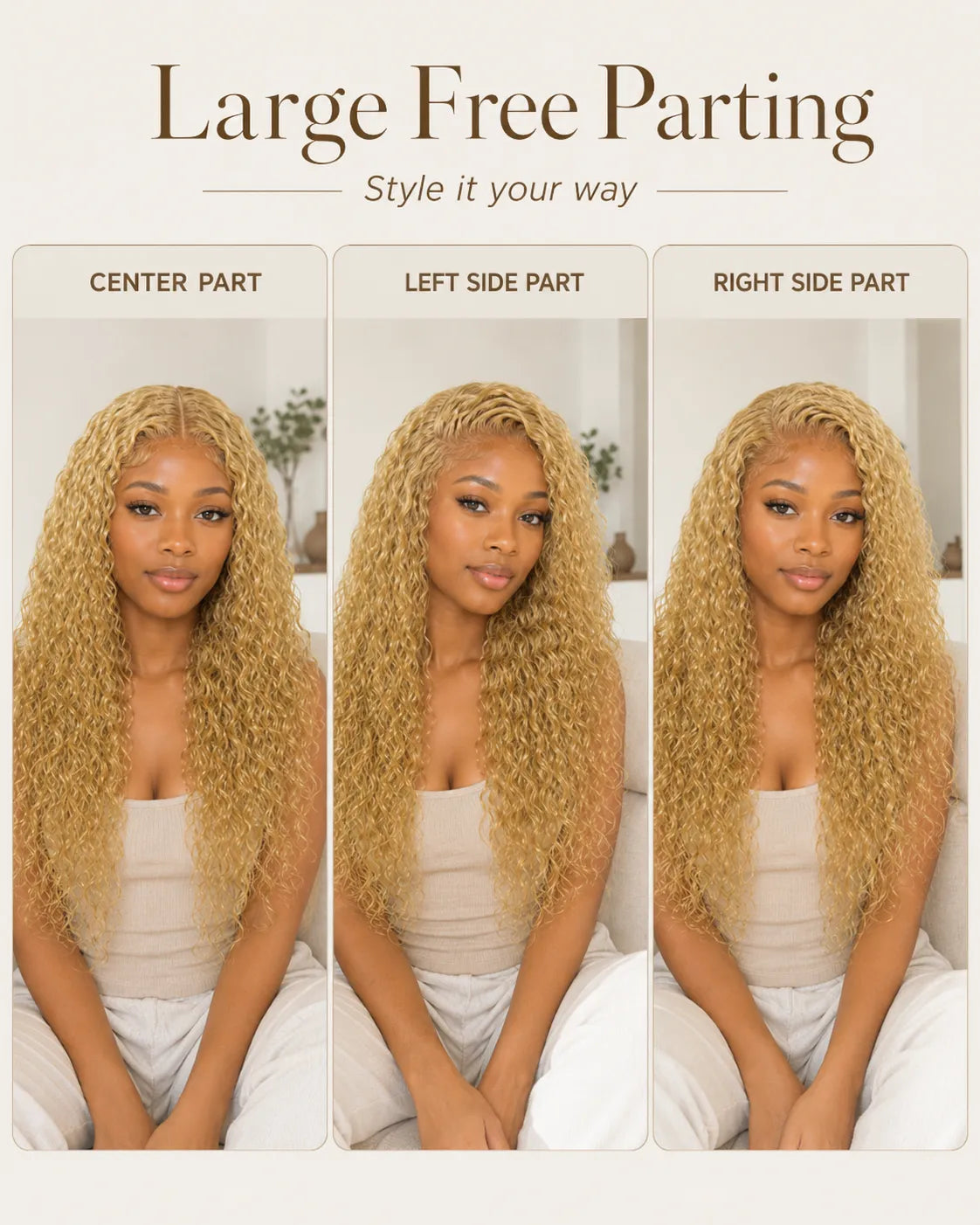 Close-up view of water wave hair texture with soft natural finish with soft texture and natural finish
