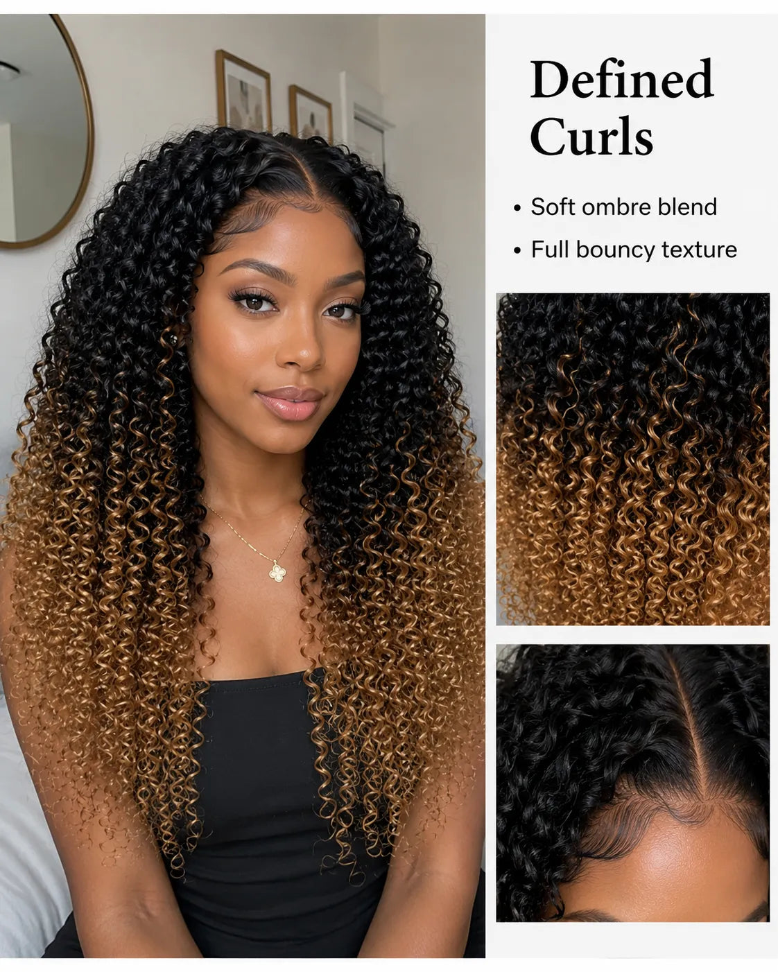 Detail view of lace front lace and natural hairline with soft texture and natural finish