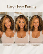 Detail view of realistic lace parting and natural hairline with soft texture and natural finish