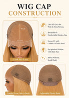 Detail view of lace front and natural hairline with soft texture and natural finish