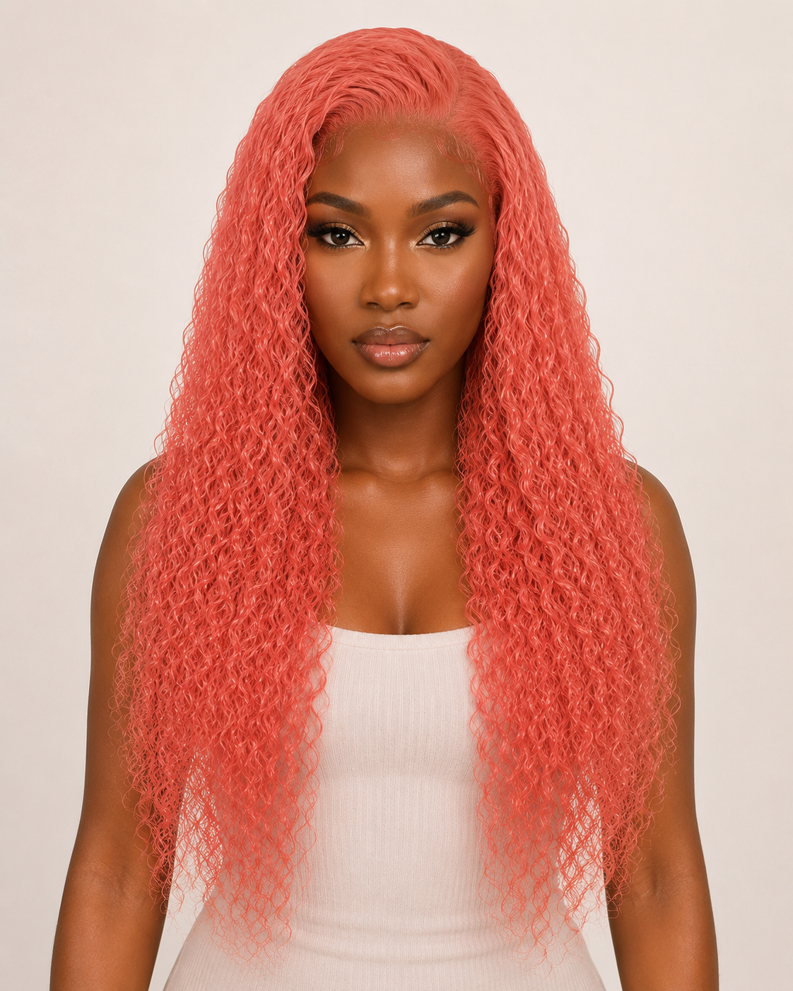 Product detail view of water wave human hair wig with soft texture and natural finish