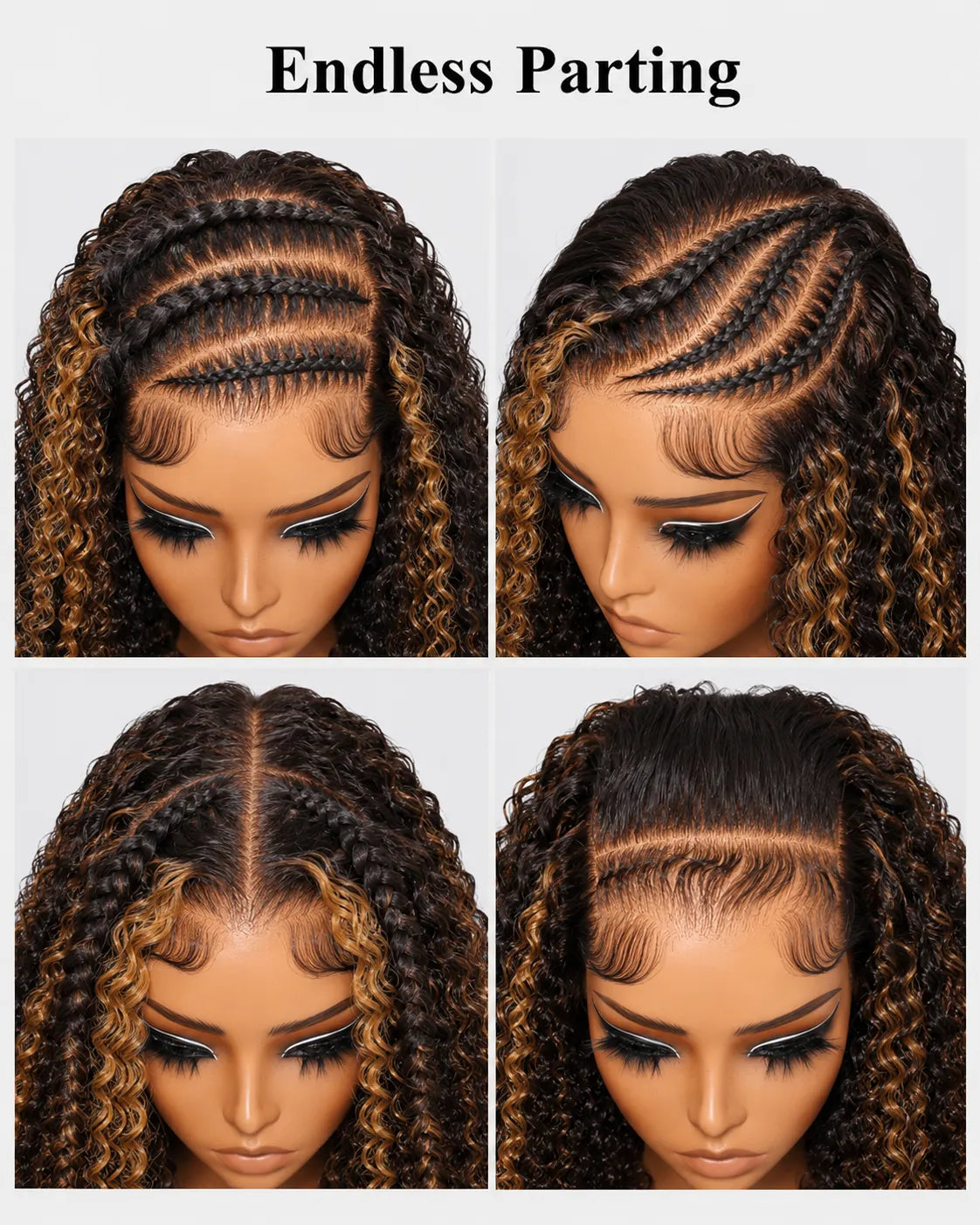 Detail view of lace front lace and natural hairline with soft texture and natural finish