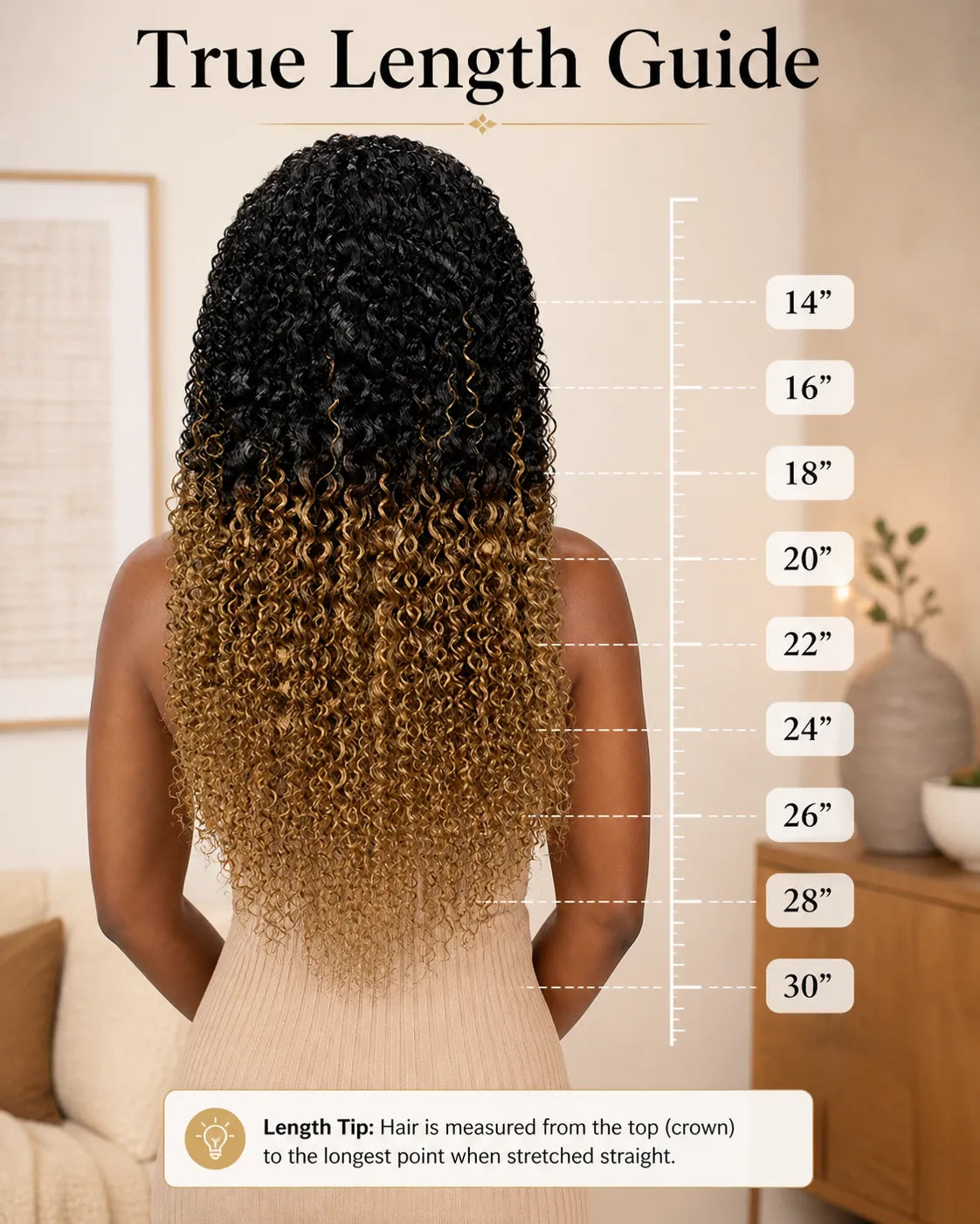 Product detail view of honey blonde deep wave human hair wig with soft texture and natural finish