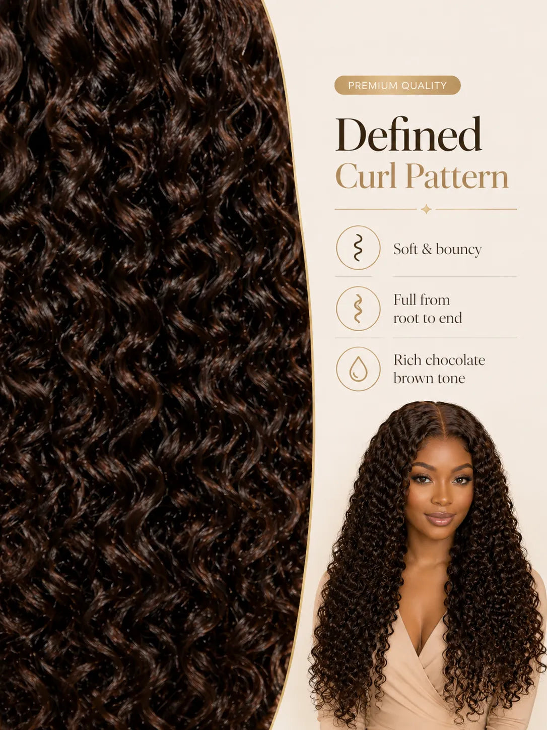 Detail view of 13x4 lace front and natural hairline with soft texture and natural finish